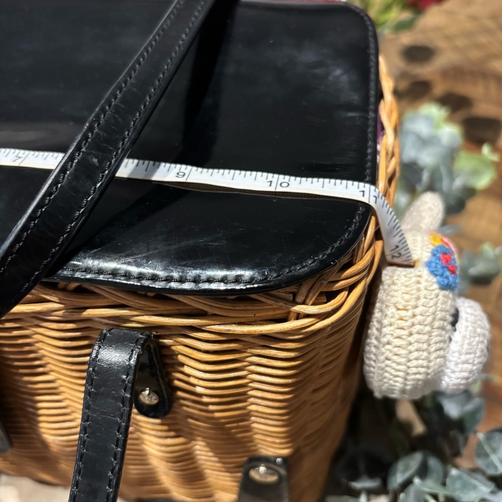 KATE SPADE NEW YORK Wicker Leather Trimmed Square Basket Bag - Picture 10 of 15